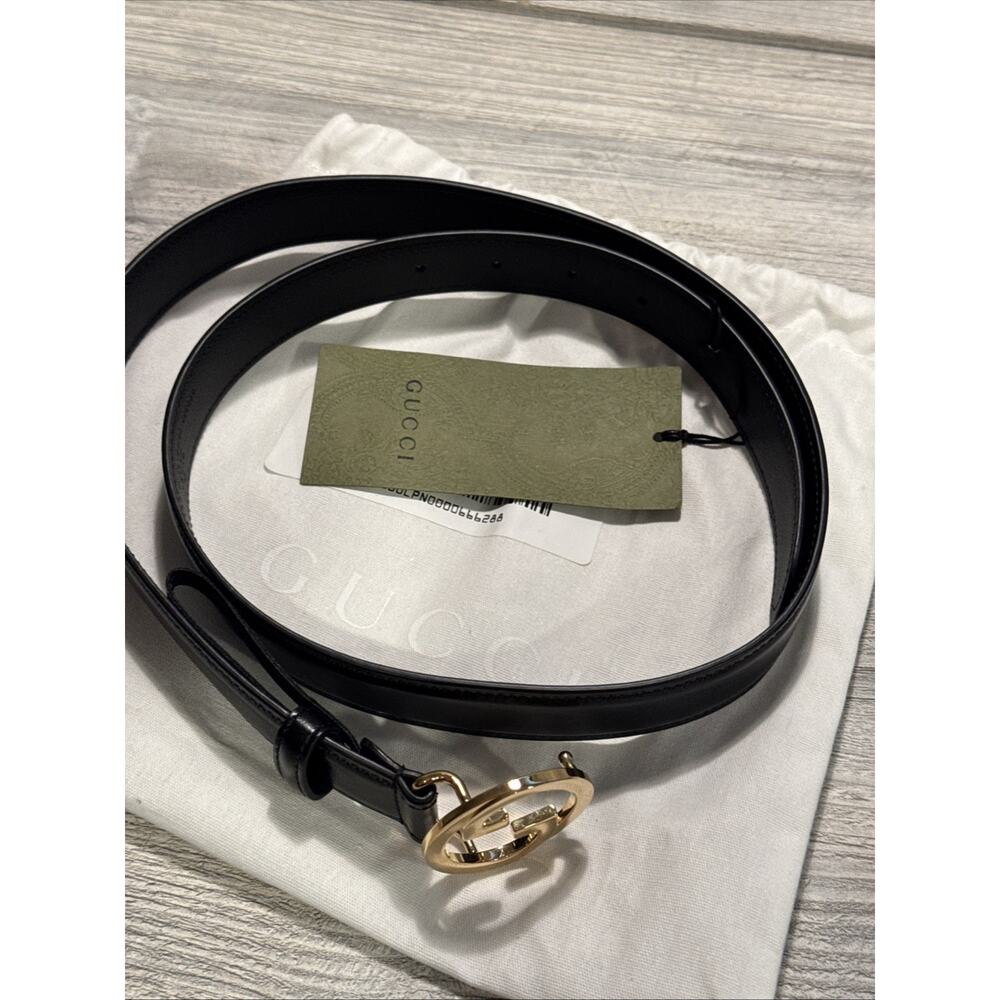 GUCCI Blondie Interlocking G leather belt Black Gold 95 / 38 - Picture 3 of 8